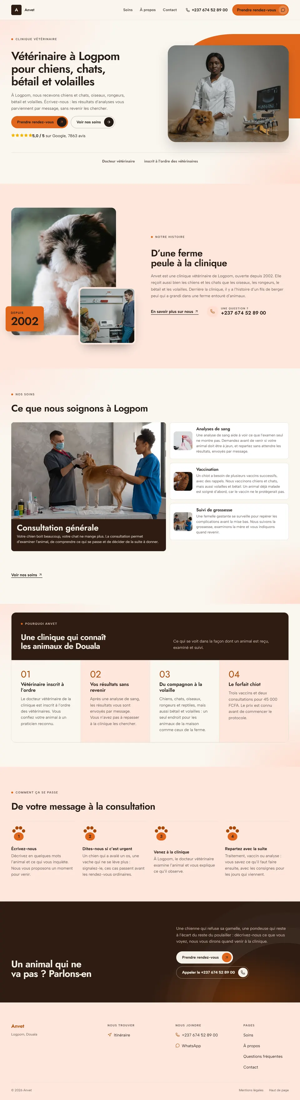 Le site d’exemple d’un commerce : Clinique vétérinaire