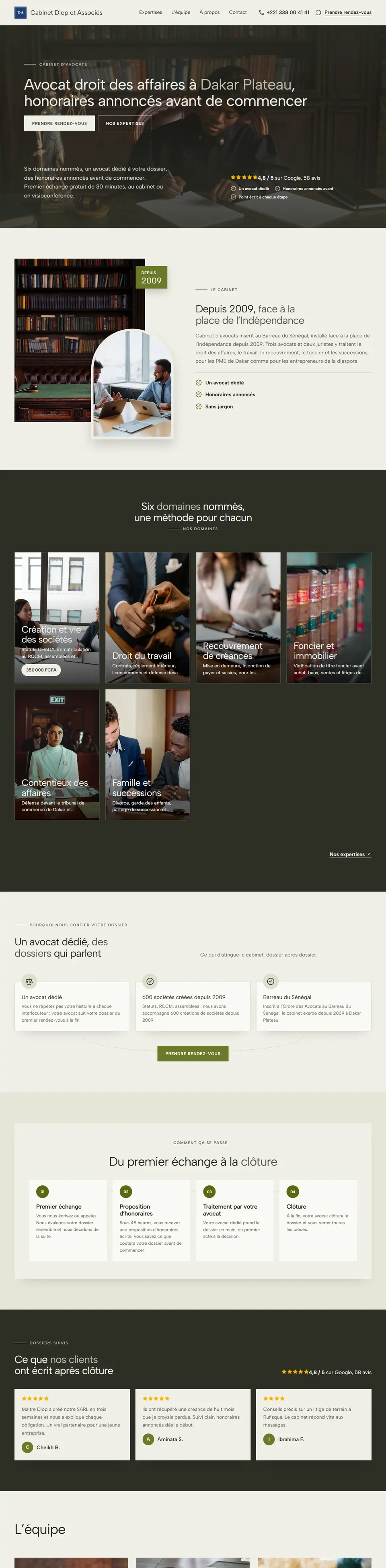 Le site d’exemple d’un commerce : Cabinet d’avocats