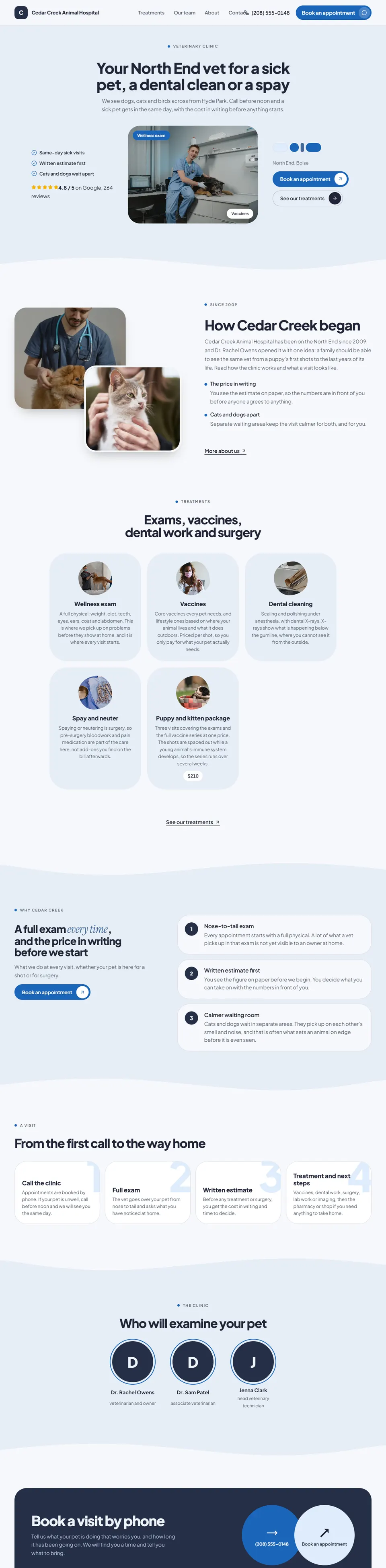 An example business site: Veterinary clinic