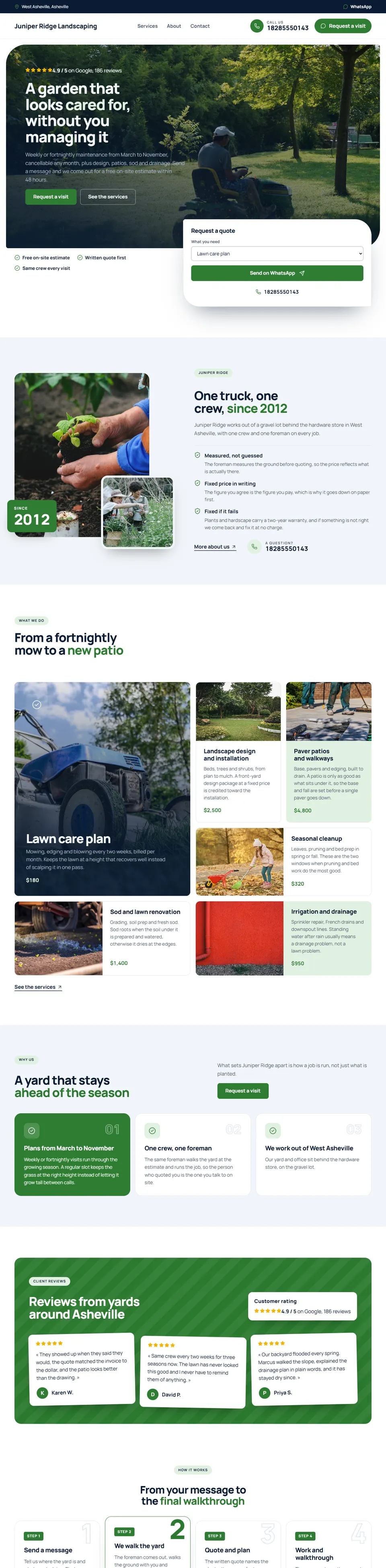 Le site d’exemple d’un commerce : Landscaping and lawn care