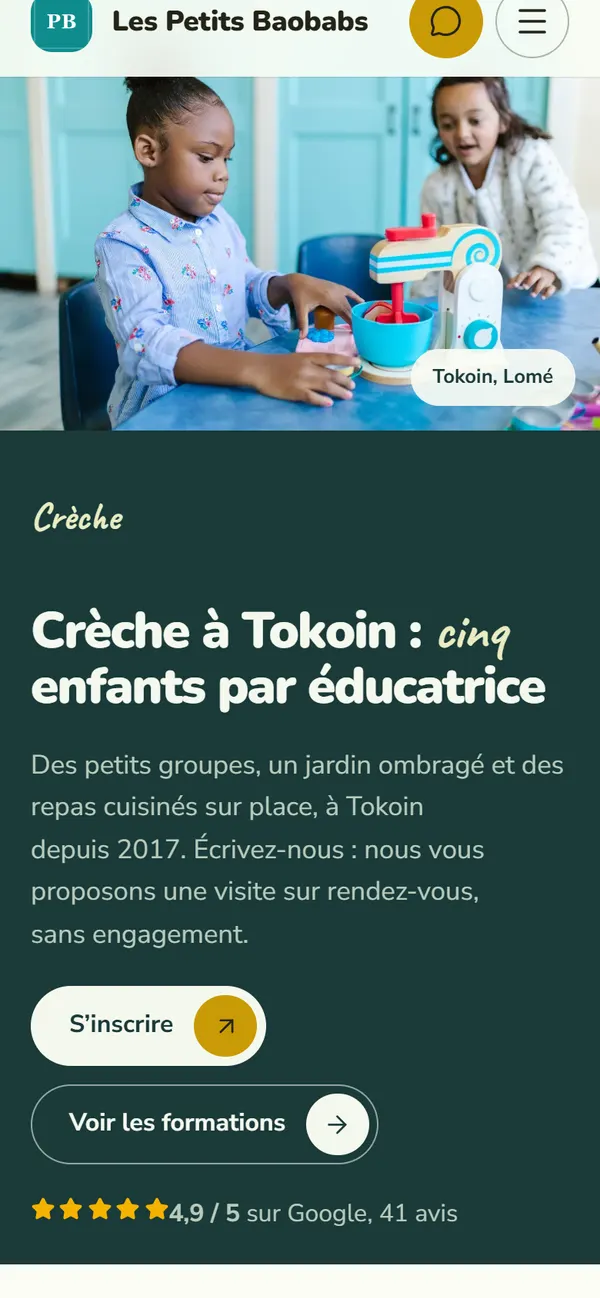 Le premier écran de Les Petits Baobabs sur téléphone