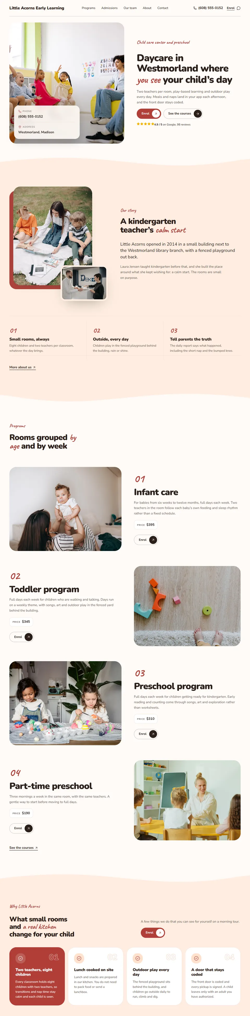 An example business site: Child care center and preschool