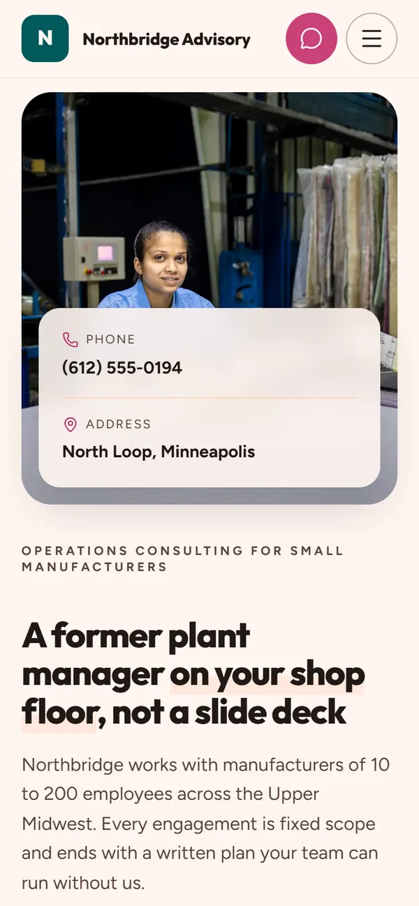 The first screen of Northbridge Advisory on phone